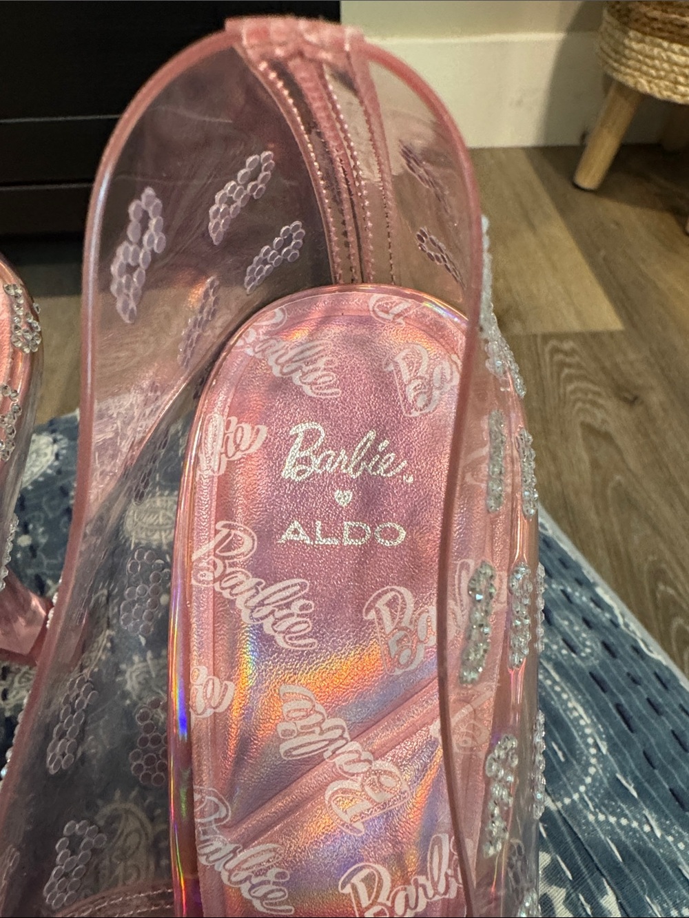 Barbie Pink Transparent Pointed-Toe High Heels with Logo Print - Picture 5 of 15
